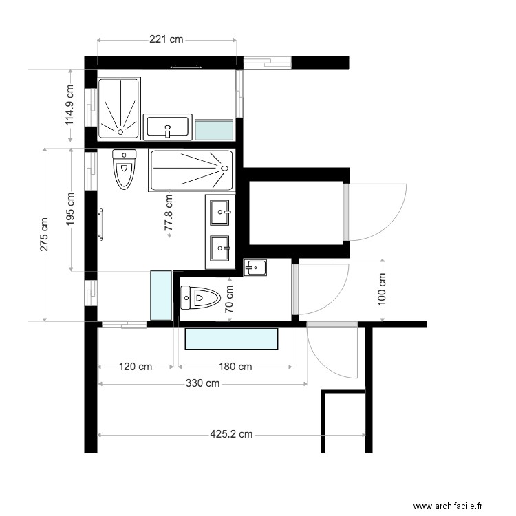 R DE C Salles de bain 1. Plan de 0 pièce et 0 m2