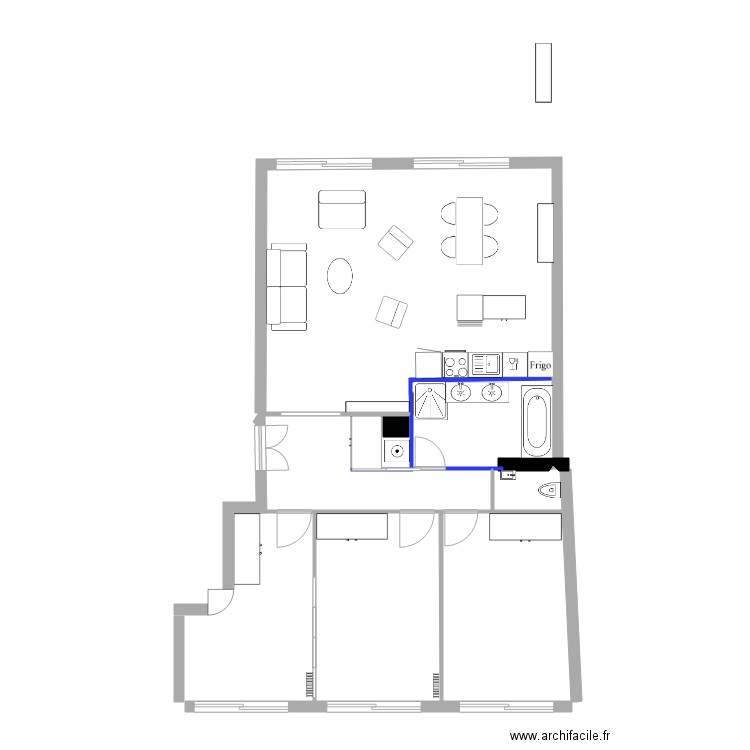 Version canap mur et bar. Plan de 0 pièce et 0 m2