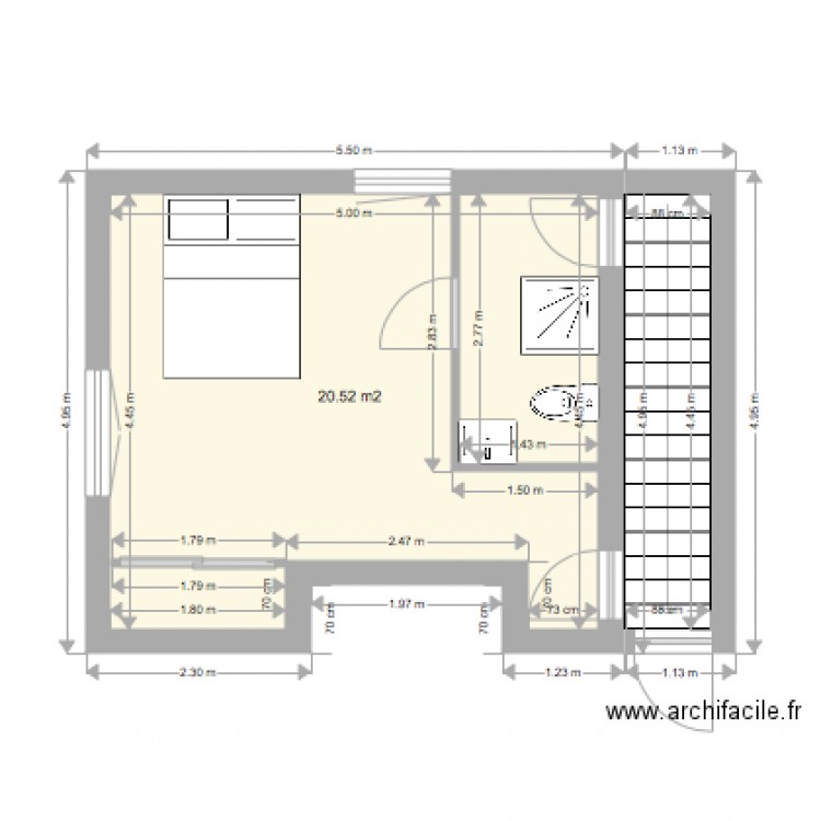 chambre 1au 1er étage. Plan de 0 pièce et 0 m2