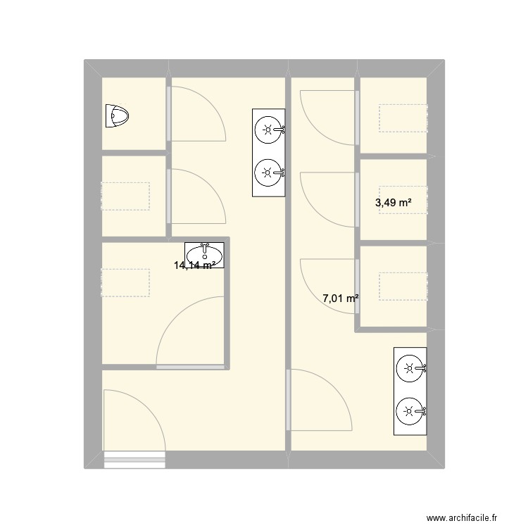 maison du crabe. Plan de 3 pièces et 25 m2