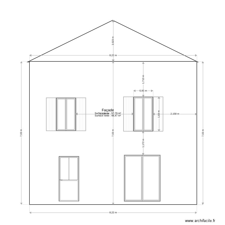 facade. Plan de 0 pièce et 0 m2