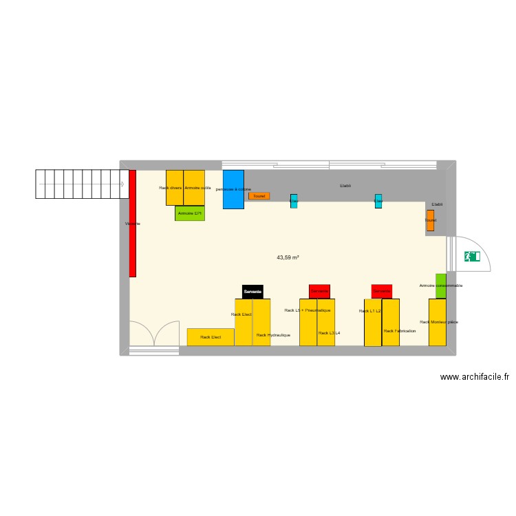 projet plan d'atelier 1. Plan de 1 pièce et 44 m2