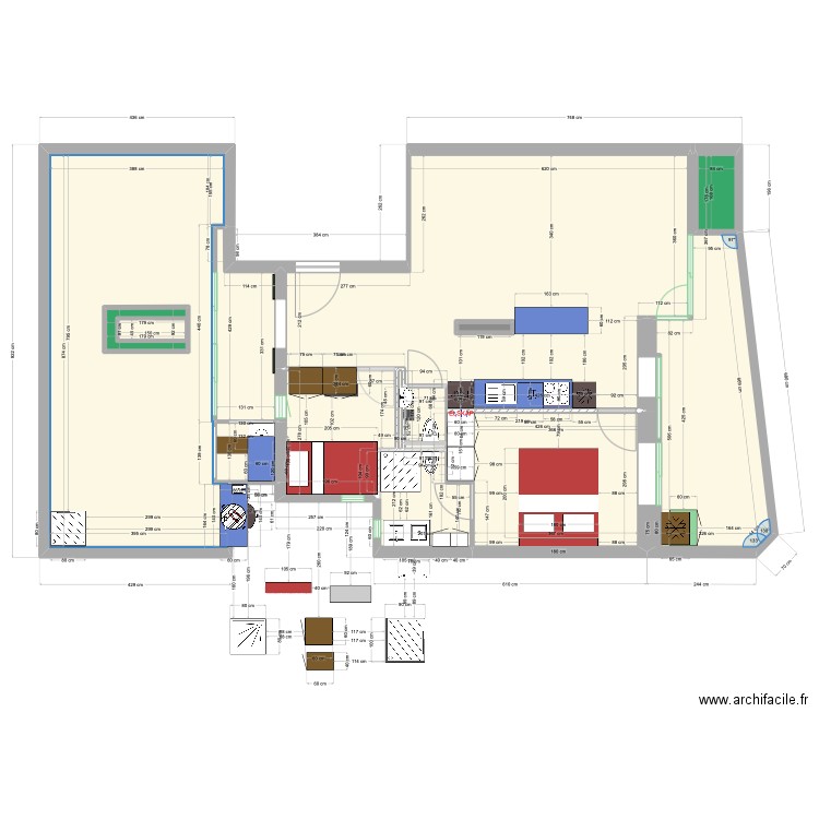 Pl6 bad3. Plan de 15 pièces et 118 m2