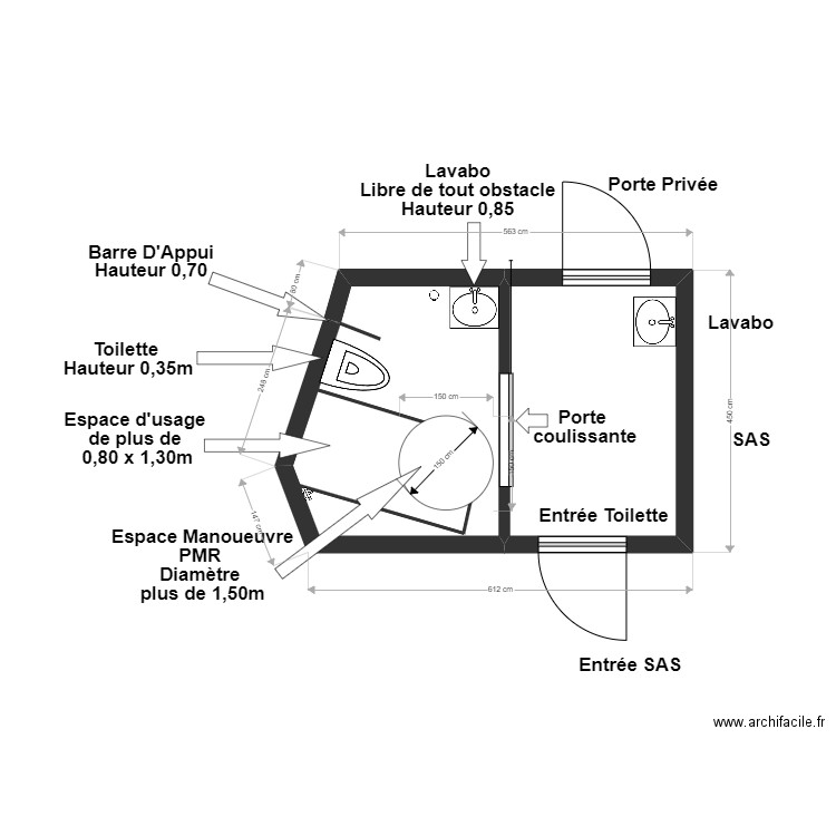 Plan Toilette . Plan de 0 pièce et 0 m2