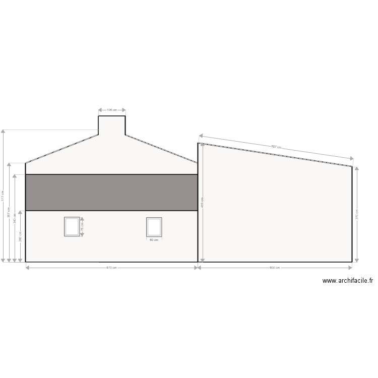 DP4 PLAN FACADE OUEST après travaux. Plan de 0 pièce et 0 m2