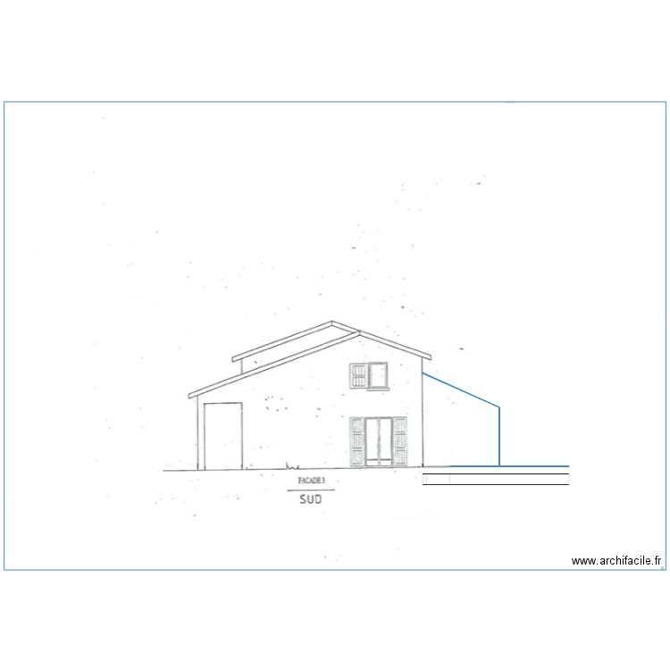 facade sud. Plan de 0 pièce et 0 m2