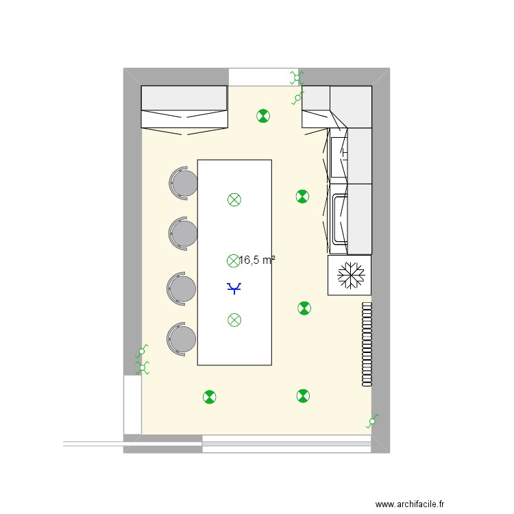 CUISINE. Plan de 1 pièce et 17 m2