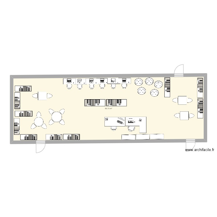 Plan CDI. Plan de 1 pièce et 89 m2