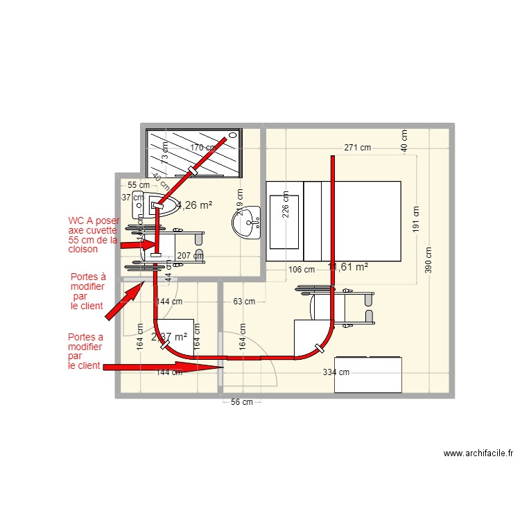 AMIZET 3. Plan de 3 pièces et 18 m2