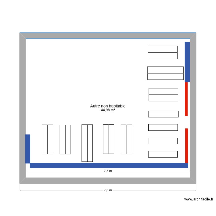 SAISONNIER FIRMINY. Plan de 1 pièce et 45 m2