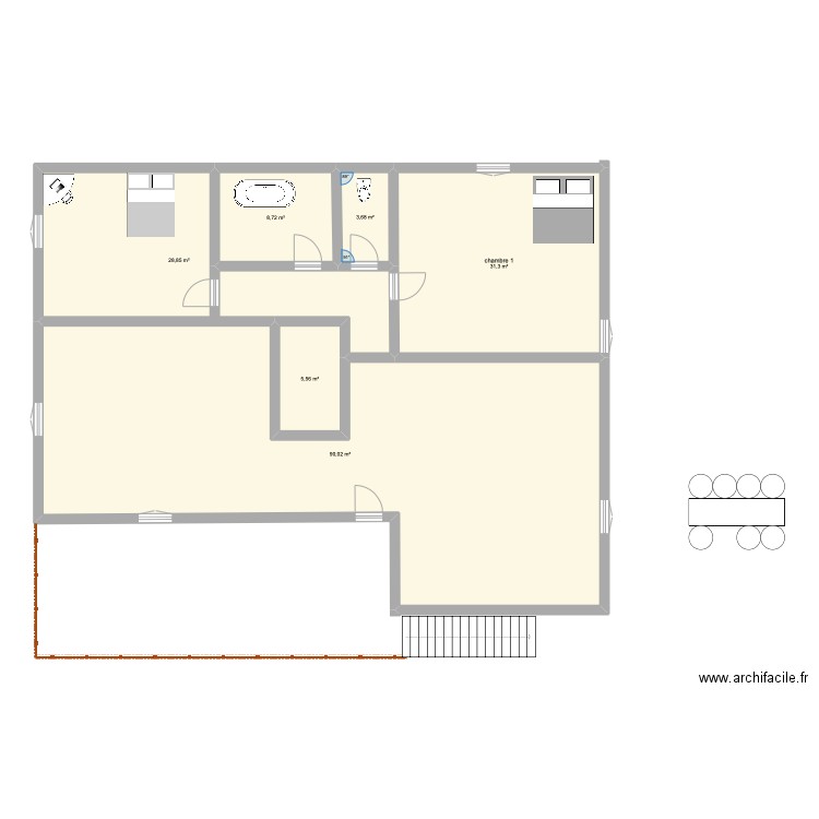 maison. Plan de 6 pièces et 168 m2