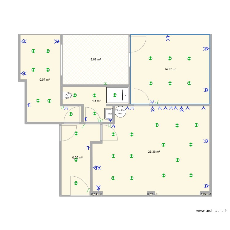 JETTE. Plan de 9 pièces et 70 m2