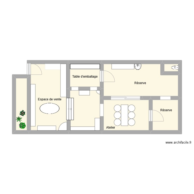 plan magasin . Plan de 7 pièces et 48 m2