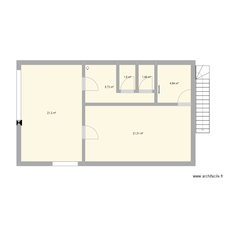 refectoire. Plan de 6 pièces et 56 m2