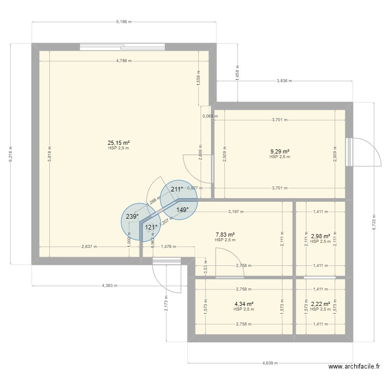 PLAN . Plan de 6 pièces et 52 m2