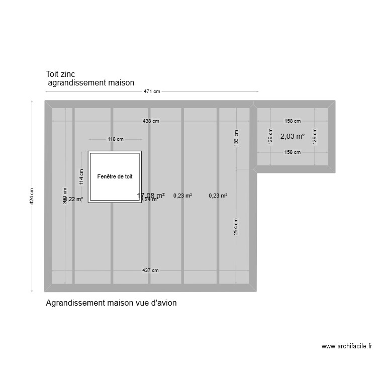 agrandissement vue d'avion agrandissement mairie. Plan de 2 pièces et 19 m2