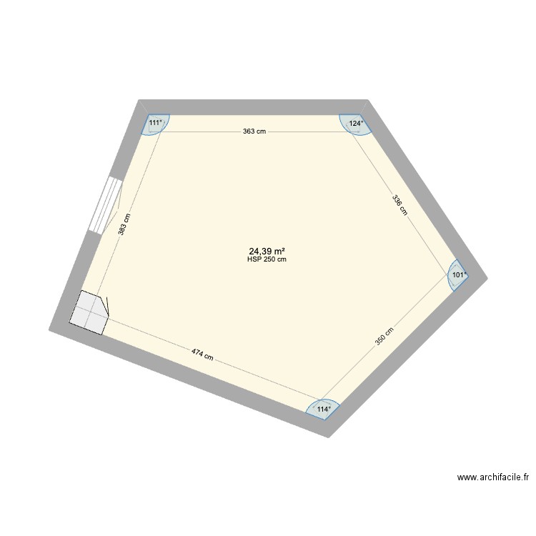 test1. Plan de 1 pièce et 24 m2