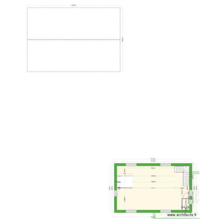 RDC Dessy meuble. Plan de 2 pièces et 112 m2