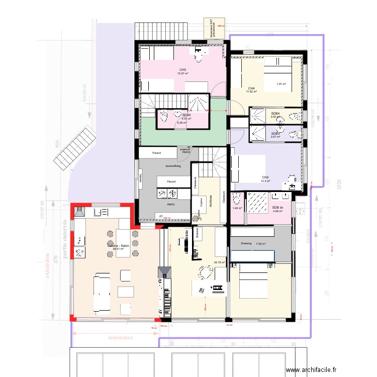 RdC V18 et Etage V19. Plan de 0 pièce et 0 m2