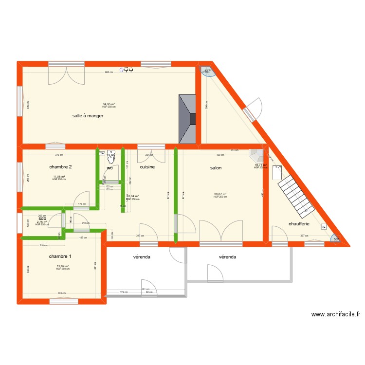 maison de clussais la pommeraie 2. Plan de 7 pièces et 118 m2