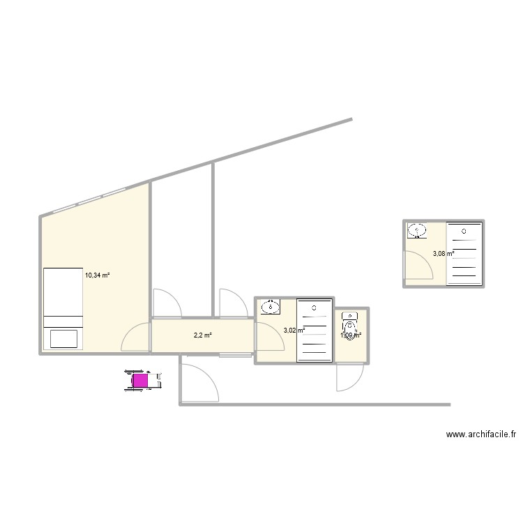 EVA 2. Plan de 5 pièces et 20 m2