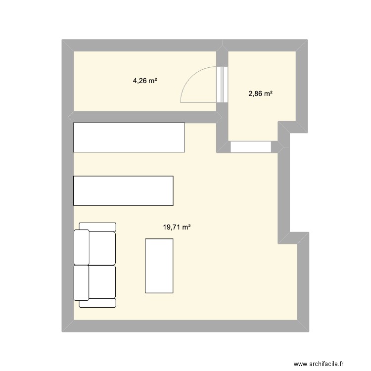 Appartement. Plan de 3 pièces et 27 m2