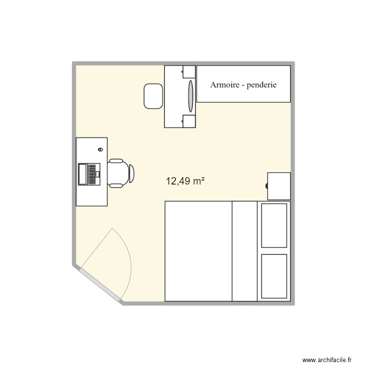 chambre idée 1. Plan de 1 pièce et 12 m2