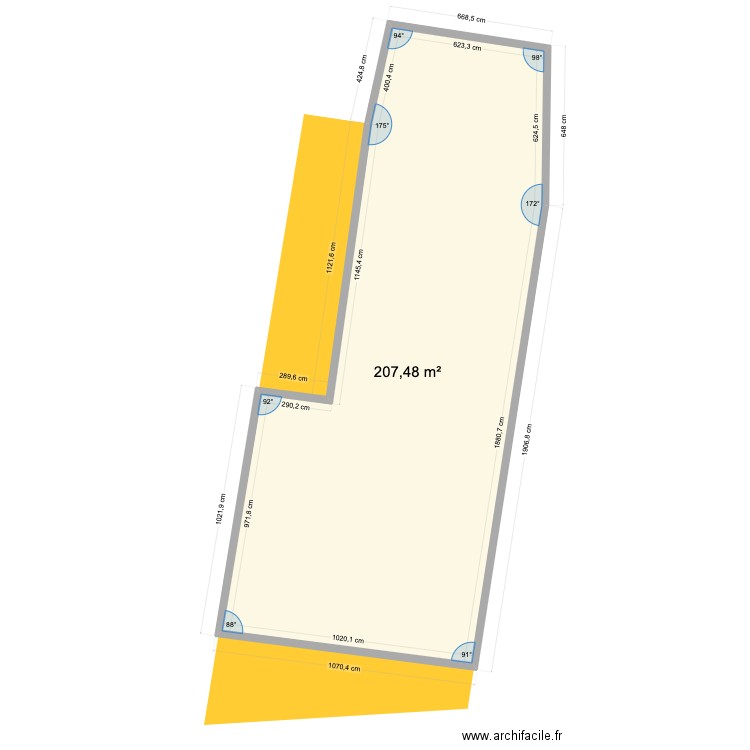 AA96  EX GARAGE STUDIO 2. Plan de 1 pièce et 207 m2