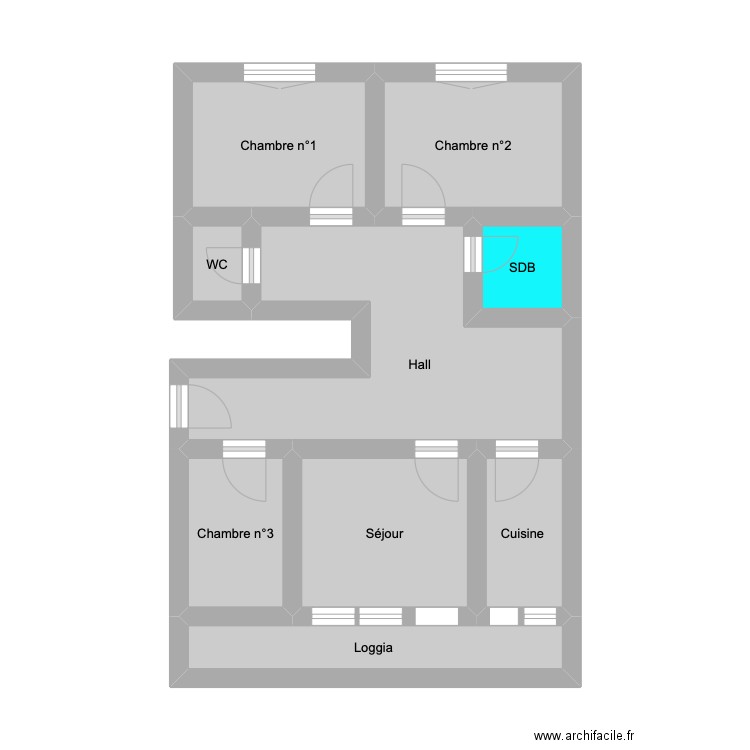 pontets 3 - Appt 54. Plan de 9 pièces et 33 m2