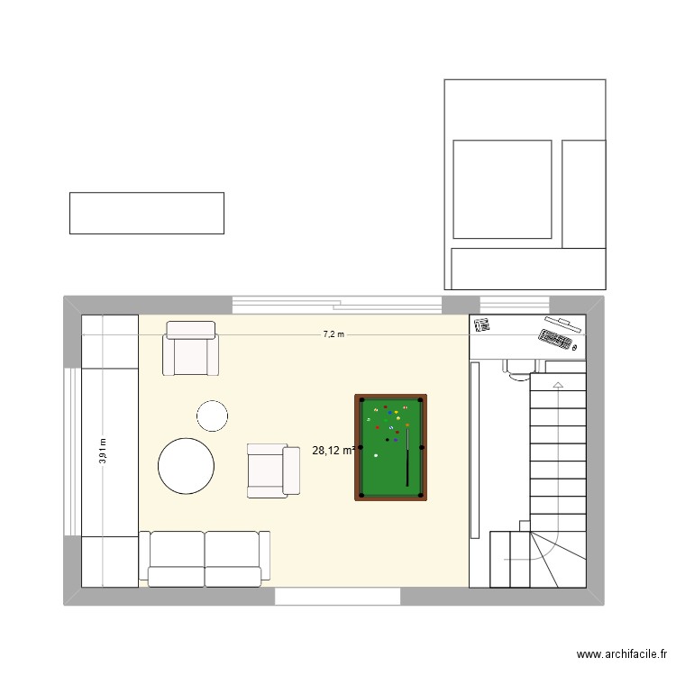 GD SALON 4. Plan de 1 pièce et 28 m2