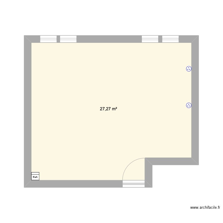 cabinet. Plan de 1 pièce et 27 m2