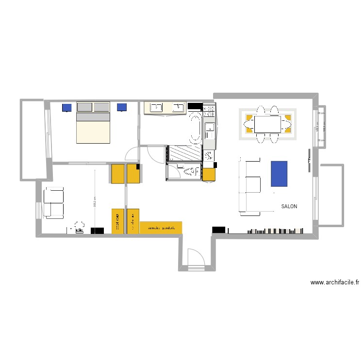 Johanna projet 3. Plan de 2 pièces et 2 m2