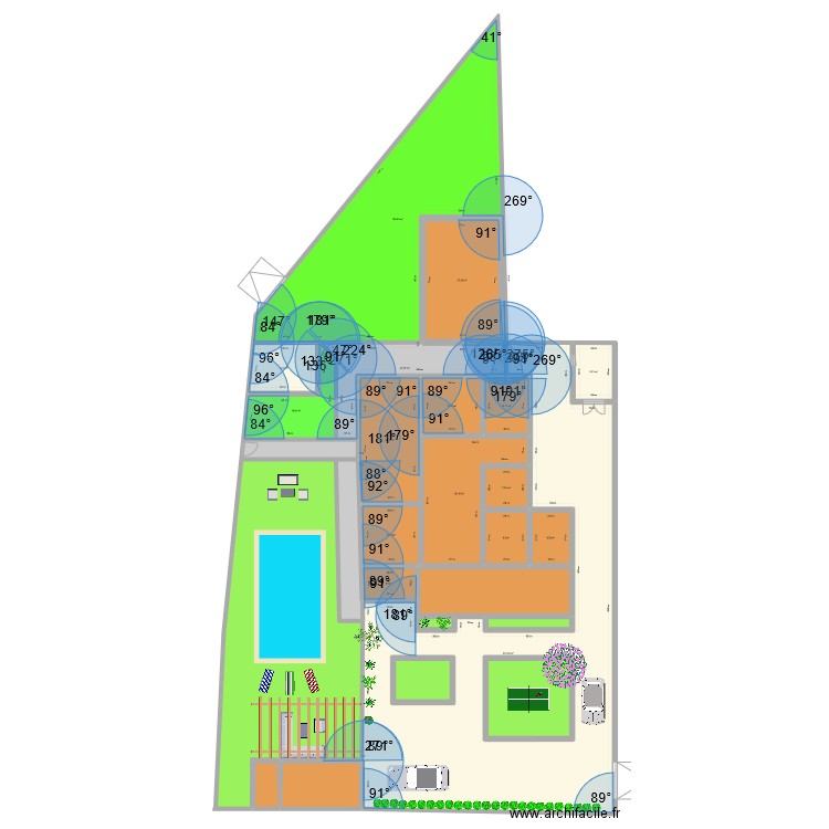 chezouam. Plan de 26 pièces et 910 m2