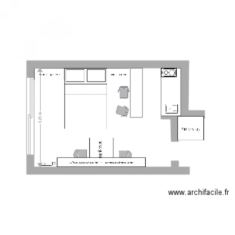 studio. Plan de 0 pièce et 0 m2