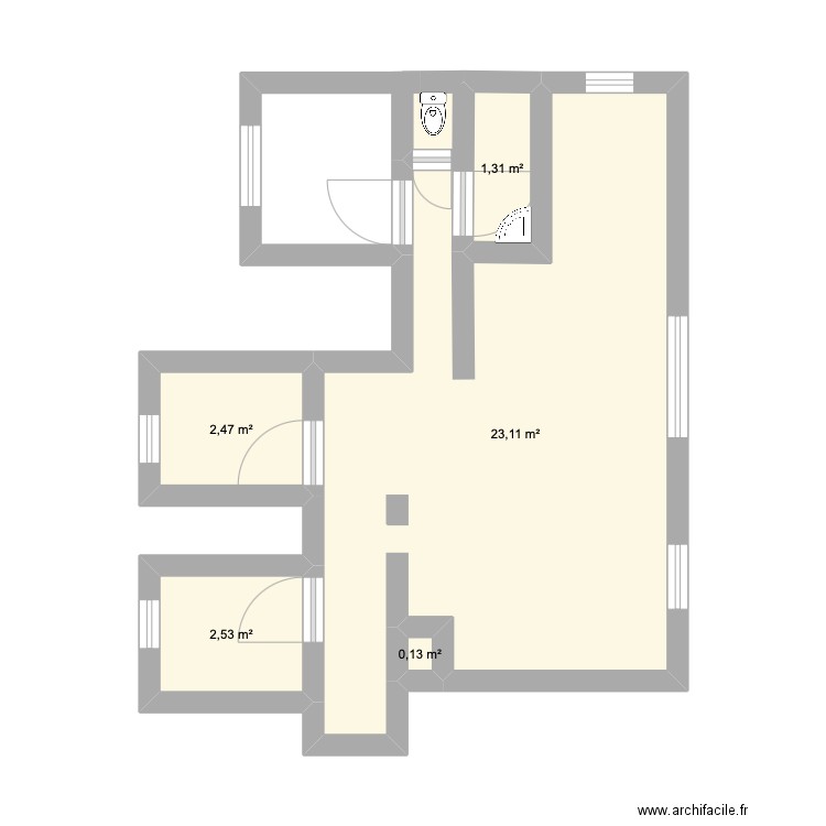 Appart projet . Plan de 5 pièces et 30 m2