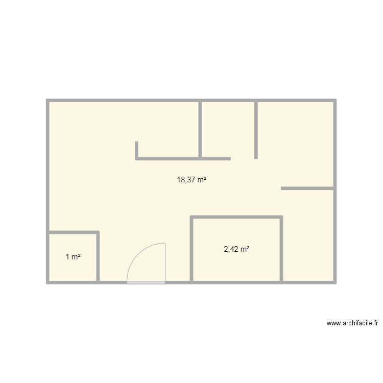 Plan logement CF. Plan de 3 pièces et 22 m2