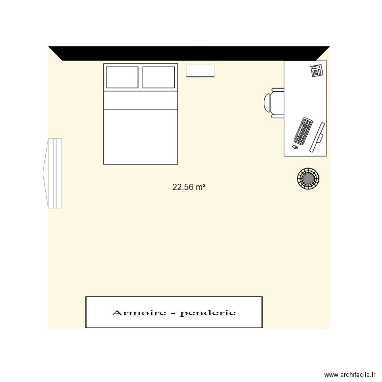 CHAMBRE ELIOTT. Plan de 1 pièce et 23 m2