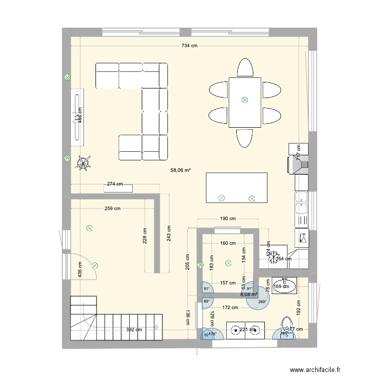 maison 1. Plan de 6 pièces et 103 m2