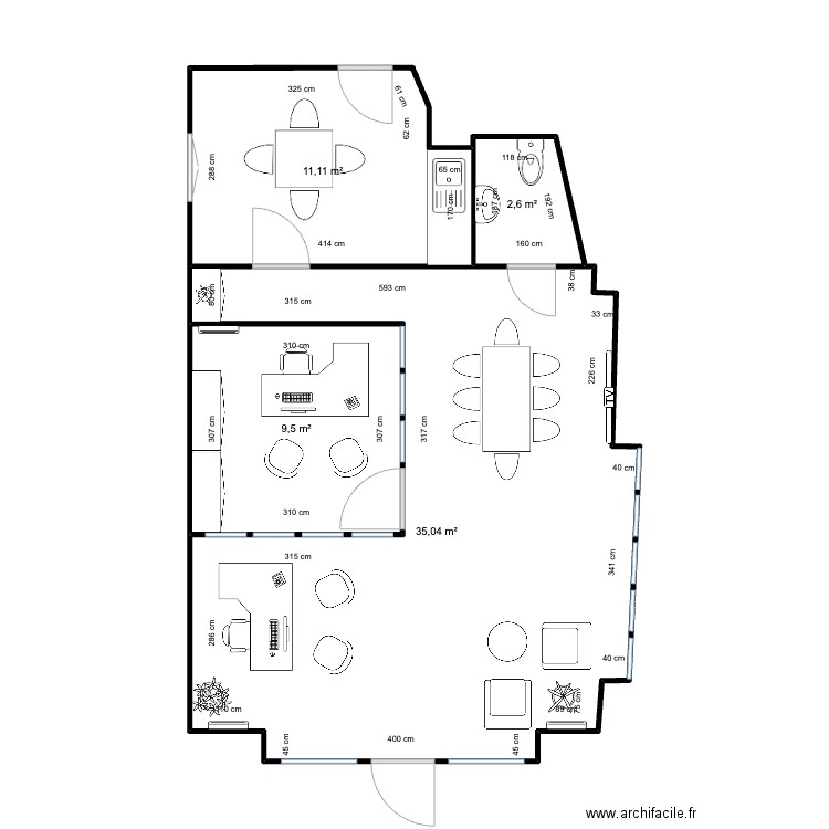 Plan Local Meublé Final 2. Plan de 4 pièces et 58 m2