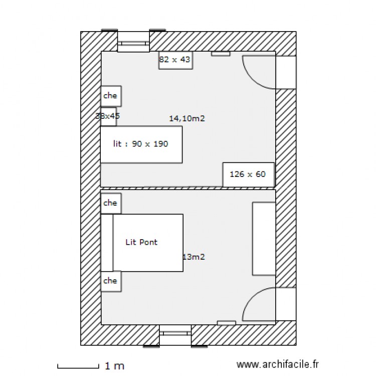 chambres. Plan de 0 pièce et 0 m2