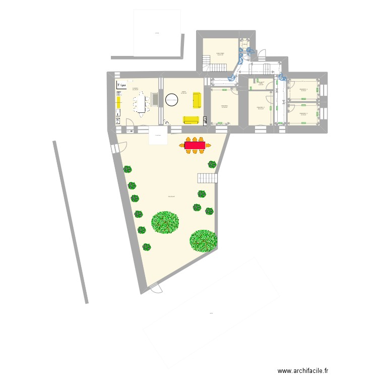 rez de chaussée aménagement 2022. Plan de 0 pièce et 0 m2