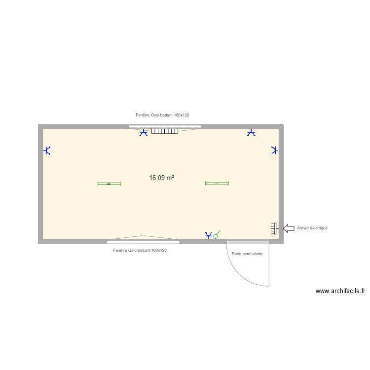 FoxyWeld. Plan de 1 pièce et 16 m2