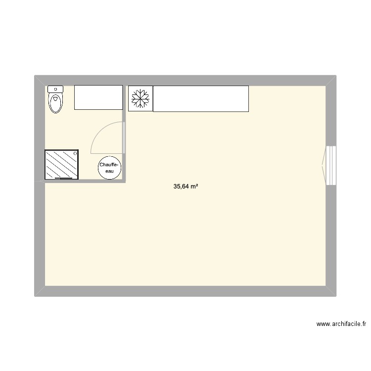 t1 Carces. Plan de 1 pièce et 36 m2