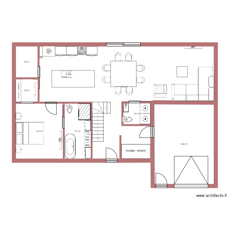 Maison 1. Plan de 7 pièces et 117 m2