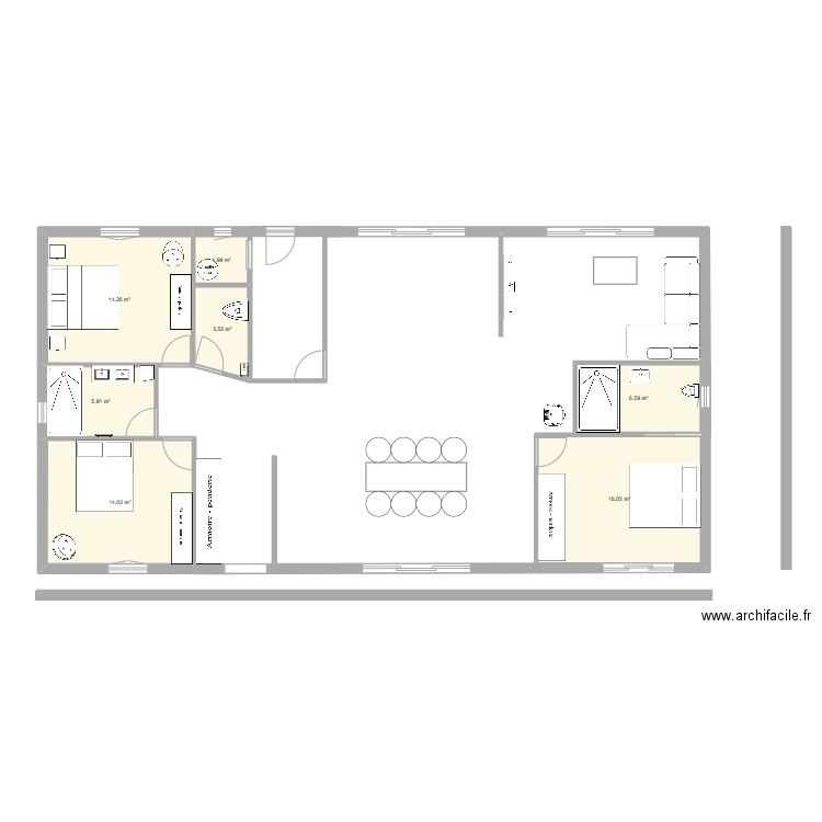 Maison St julien 3. Plan de 7 pièces et 62 m2