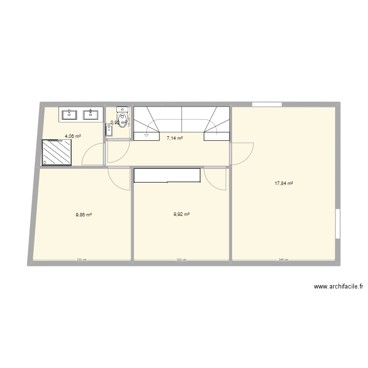 V7_Etage - SDB_V1. Plan de 6 pièces et 50 m2