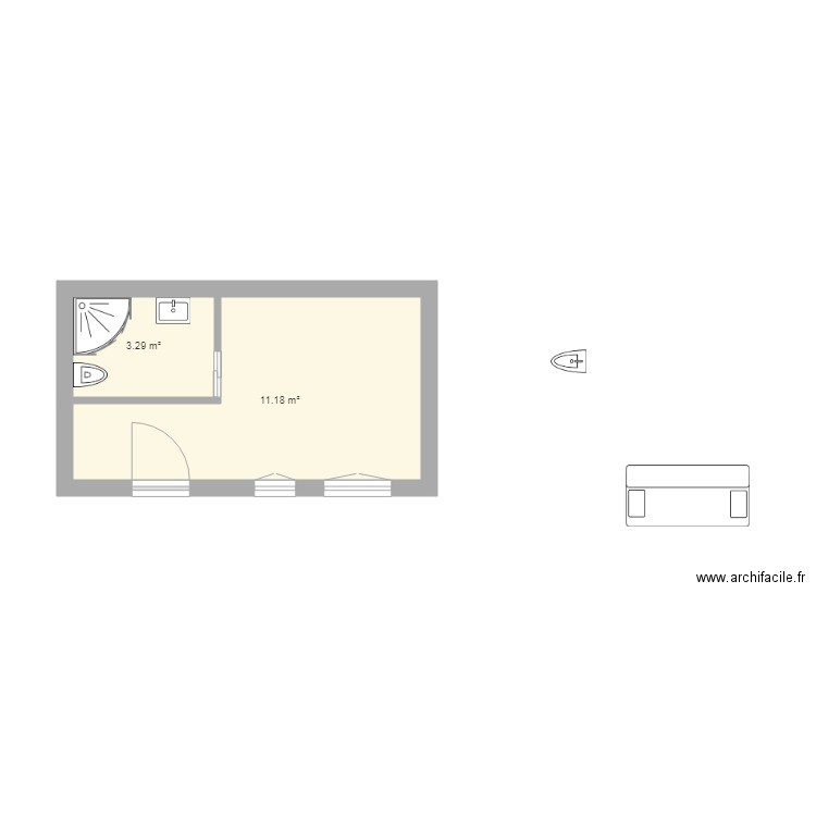 210908 Maisonnette - Plan 2 pièces 14 m2 dessiné par Poupette03