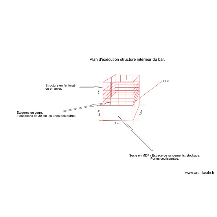 plan structure intérieur bar. Plan de 0 pièce et 0 m2