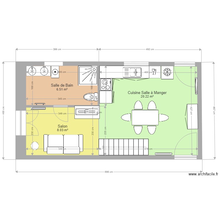 RdC Annexe amménagée avec cote et porte fenêtre 1 50. Plan de 0 pièce et 0 m2