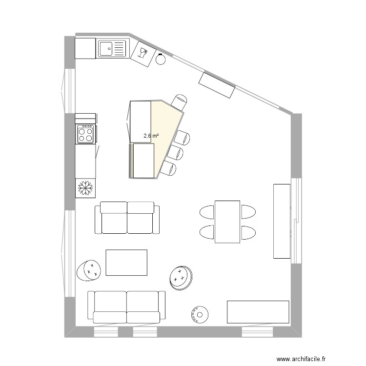 PLan séjour/cuisne 2. Plan de 0 pièce et 0 m2